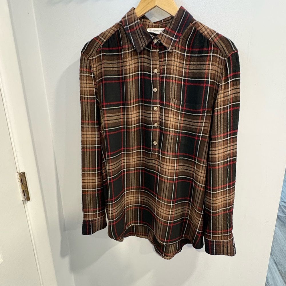 beachlunchlounge Plaid Button Down Shirt - Brown, Red, Black
